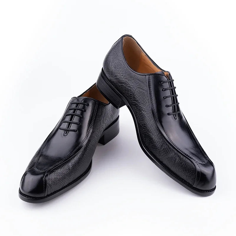 Men’s Genuine Leather Oxford Shoes - Handmade Lace-Up Formal Wedding and Party Dress Shoes