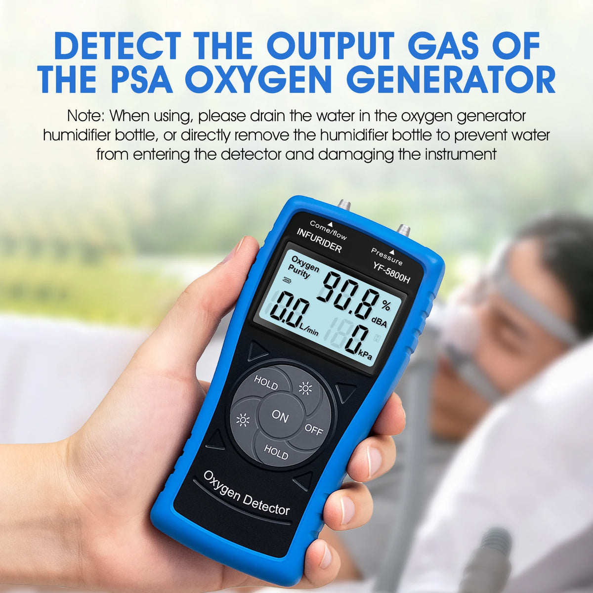 Handheld 5800H 3-in-1 Oxygen Analyzer - Ultrasonic O2 Tester for Oxygen Concentrator Flow, Pressure & Concentration