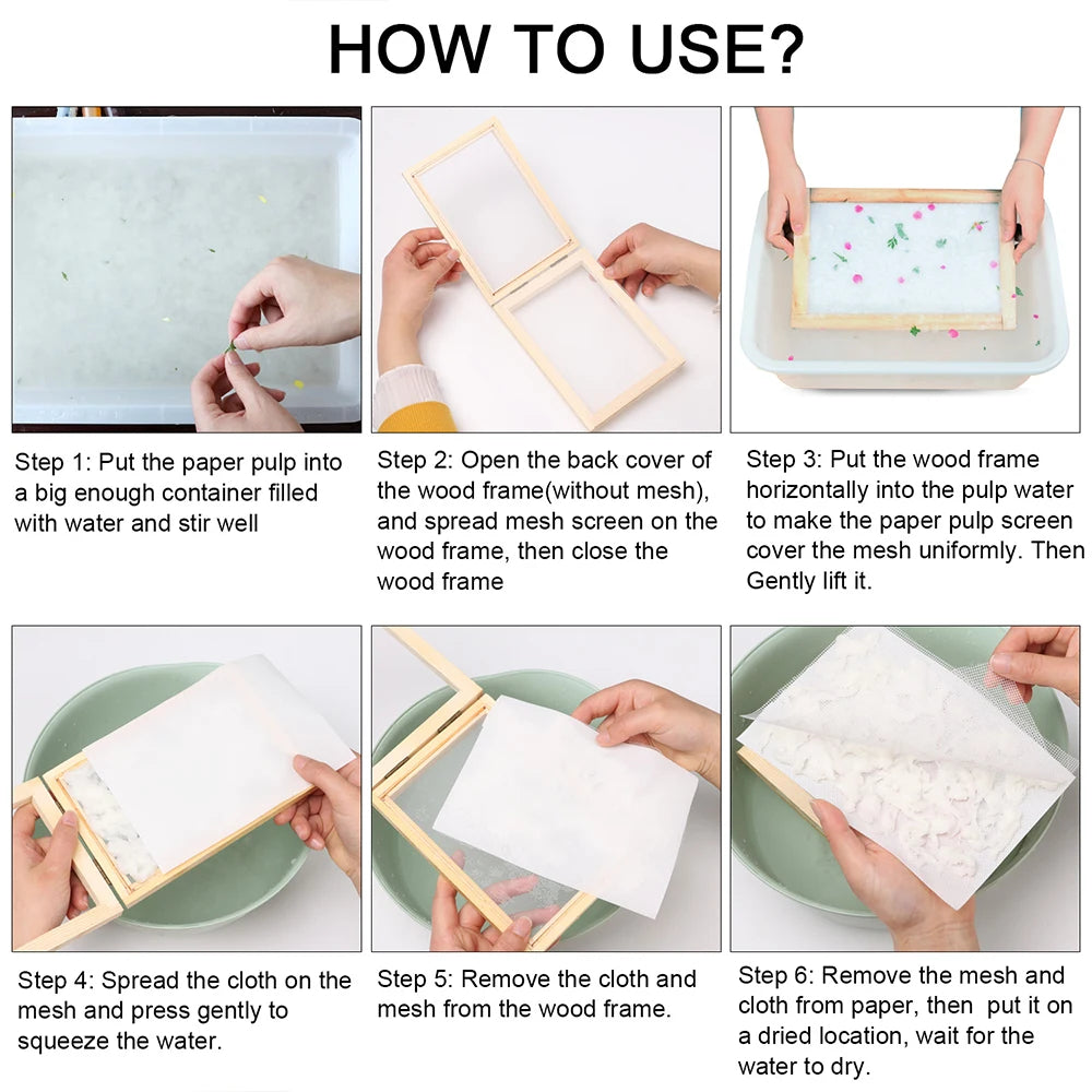 Wooden Paper Making Mould Frame: DIY Handcraft Papermaking Craft Tool with Double-Sided Wooden Mesh Mold