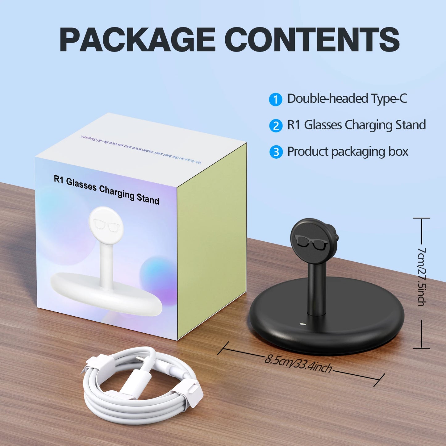 HUADAI Charging Stand for Ray-Ban Meta & Oakley Glasses β Compatible with Wayfarer, Skyler, HSTN, Headliner GEN1 & GEN2 (RW4006, RW4008, RW4010, XY2140)