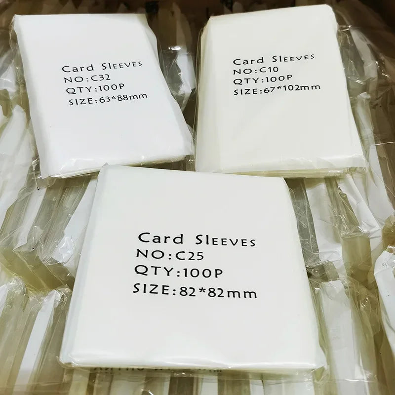 100PCS Transparent Card Sleeves – Various Sizes for Magic, Tarot, Poker & Board Game Card Protection