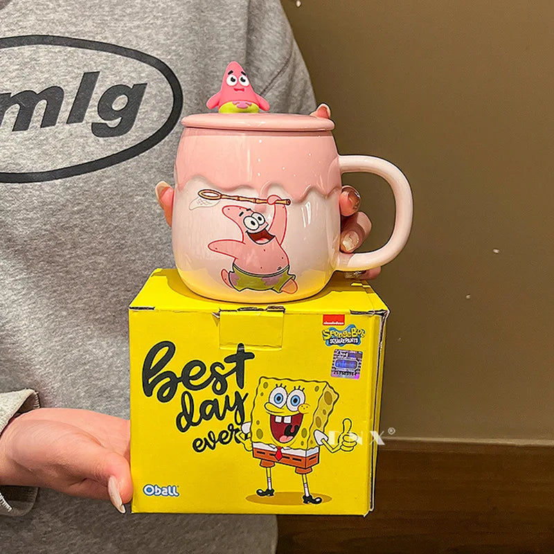 Potdemiel SpongeBob & Patrick Star Ceramic Mug — Kawaii Cartoon Anime Water Cup, Cute Gift for Friends’ Birthdays
