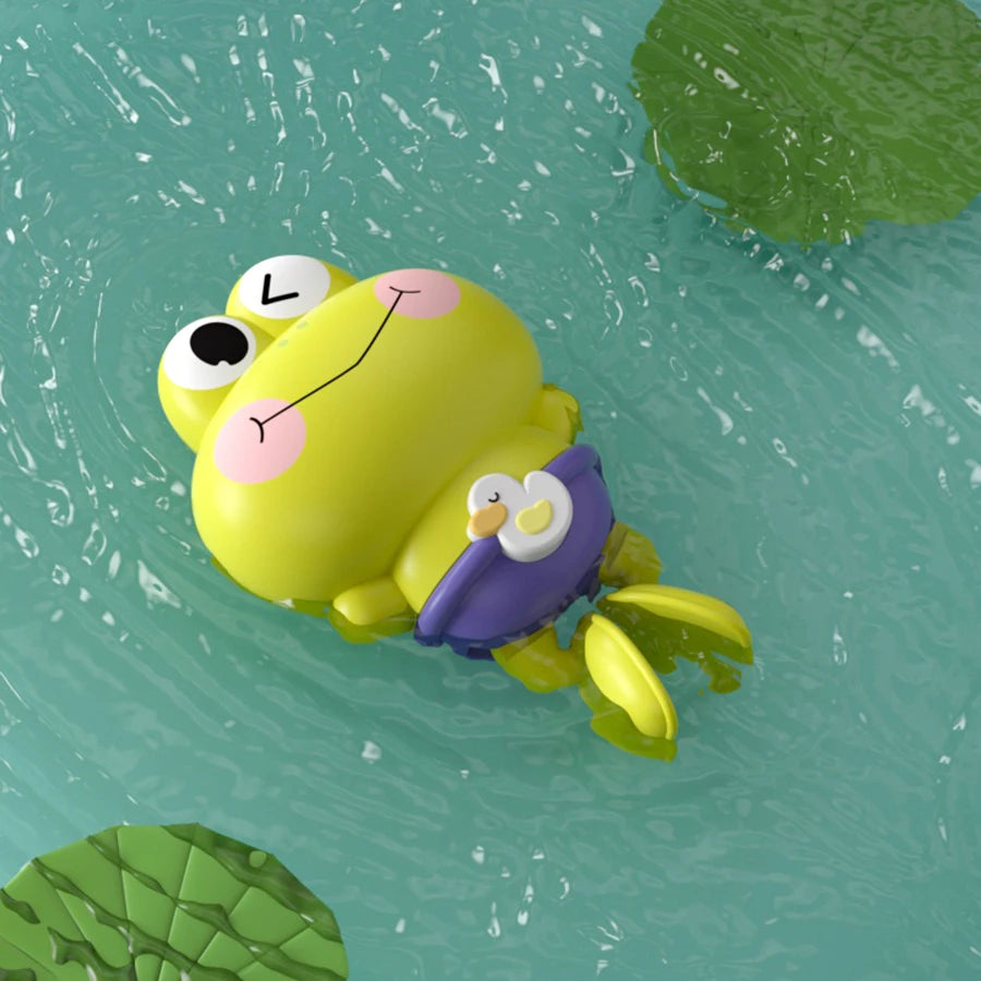 Wind-Up Swimming Frog Bath Toy for Toddlers – Battery-Free Montessori ABS Water Play Toy, Mold-Free Kids Bath Fun
