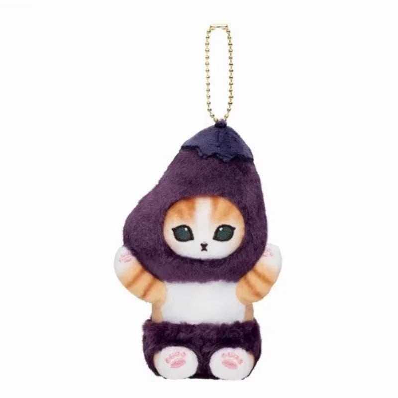 Yoyo Japanese Style Mofusand Plushie Shark Cat Keychain β Cute Fruit & Vegetable Soft Pendant Gift for Girls