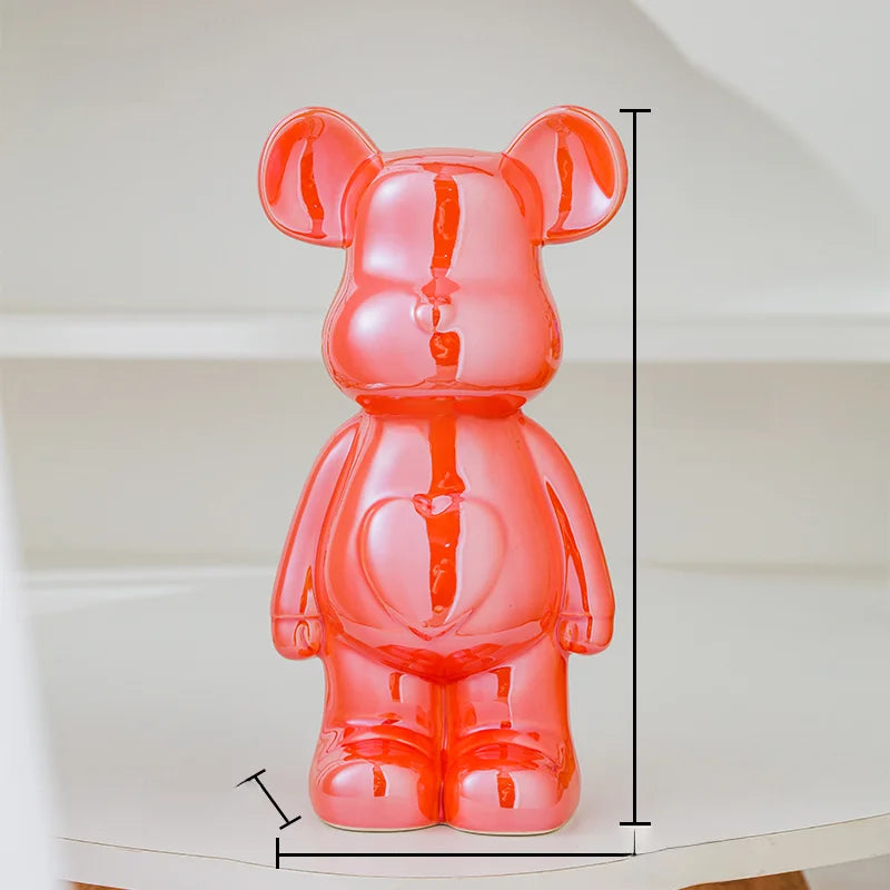 Aesthetic Ceramic Teddy Bear Statue β 17/27cm Bear Figurine Home Decor Ornament