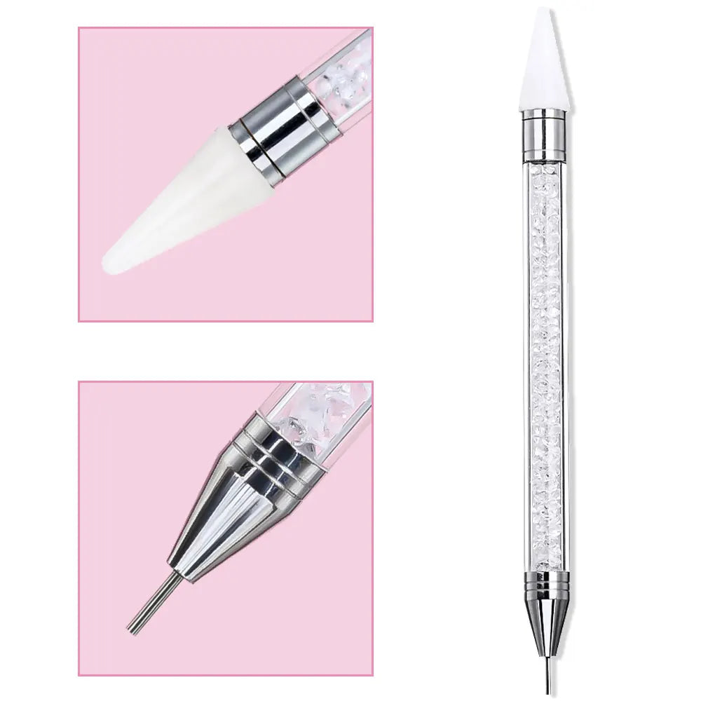 Dual-Ended Rhinestone Picker Pen - Wax Dotting Tool for Nail Art, Crystal Studs & DIY Crafts
