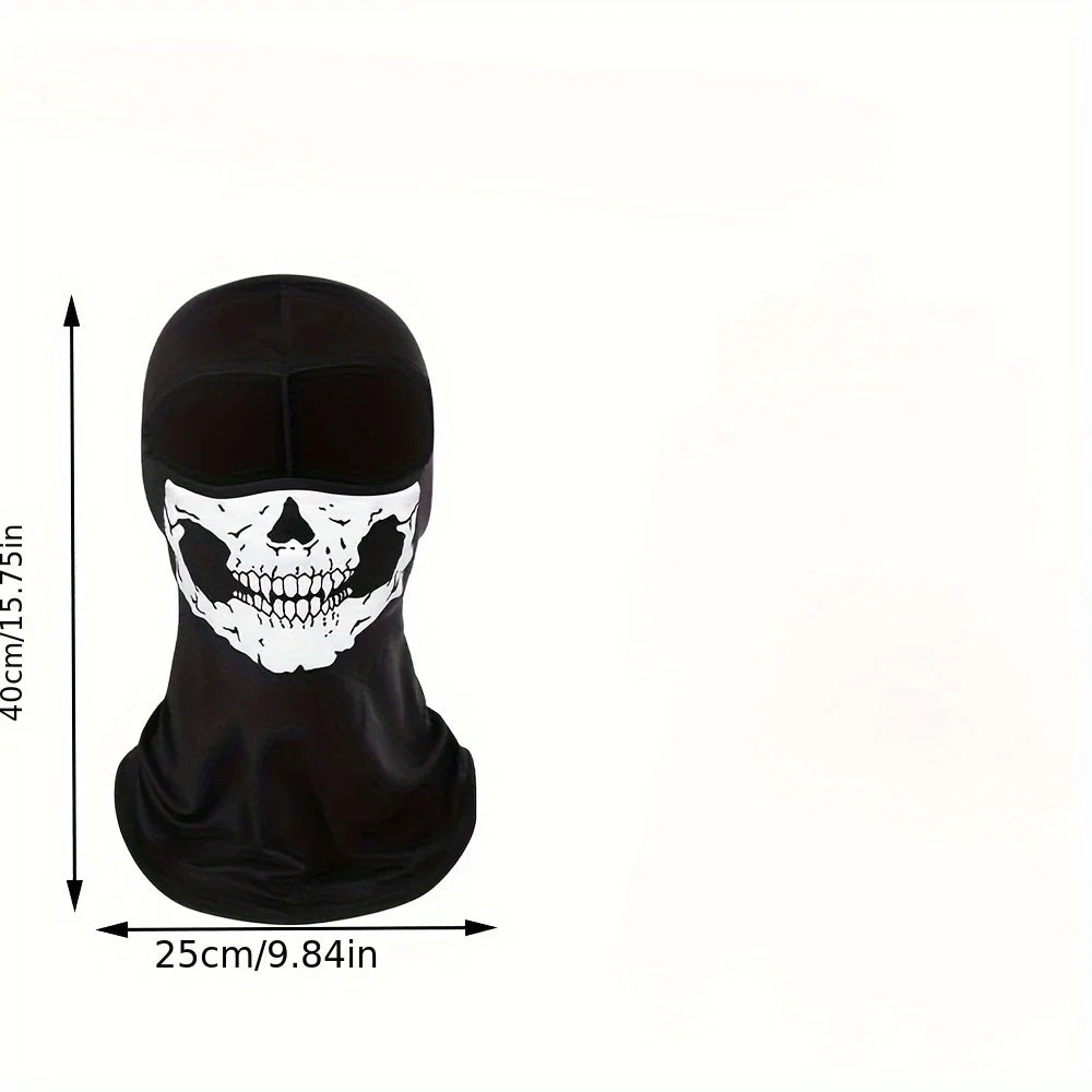 Motorcycle Skull Balaclava - Windproof Full Face Mask for Motorbike, Skiing & Bicycle Helmet Liner