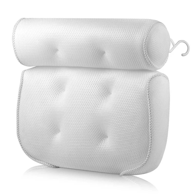 Bath Pillow for Bathtub – Neck, Head & Back Support with Non-Slip Suction Cups and Air Mesh Design