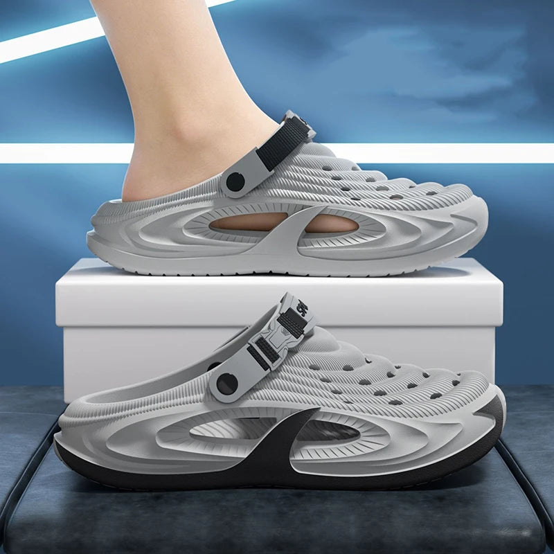 Men's EVA Outdoor Slippers - Non-Slip Closed-Toe Thick Soft Platform Summer Sandals for Men