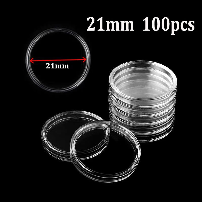 Coin Capsules Storage Box - Clear Plastic Holders for 21/23/25/30/32/38/40/45mm Coins