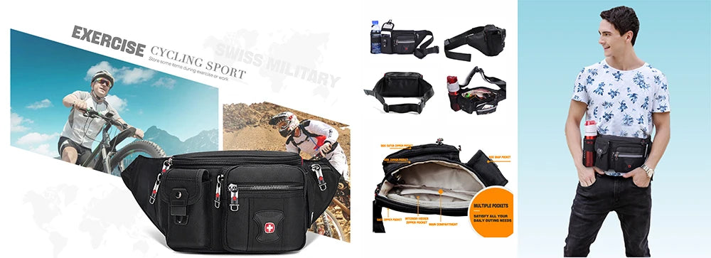 SWISS Men’s Chest Bag – Outdoor Waterproof Shoulder Crossbody Bag, Large Space, Practical & Durable Sling Bag for Men