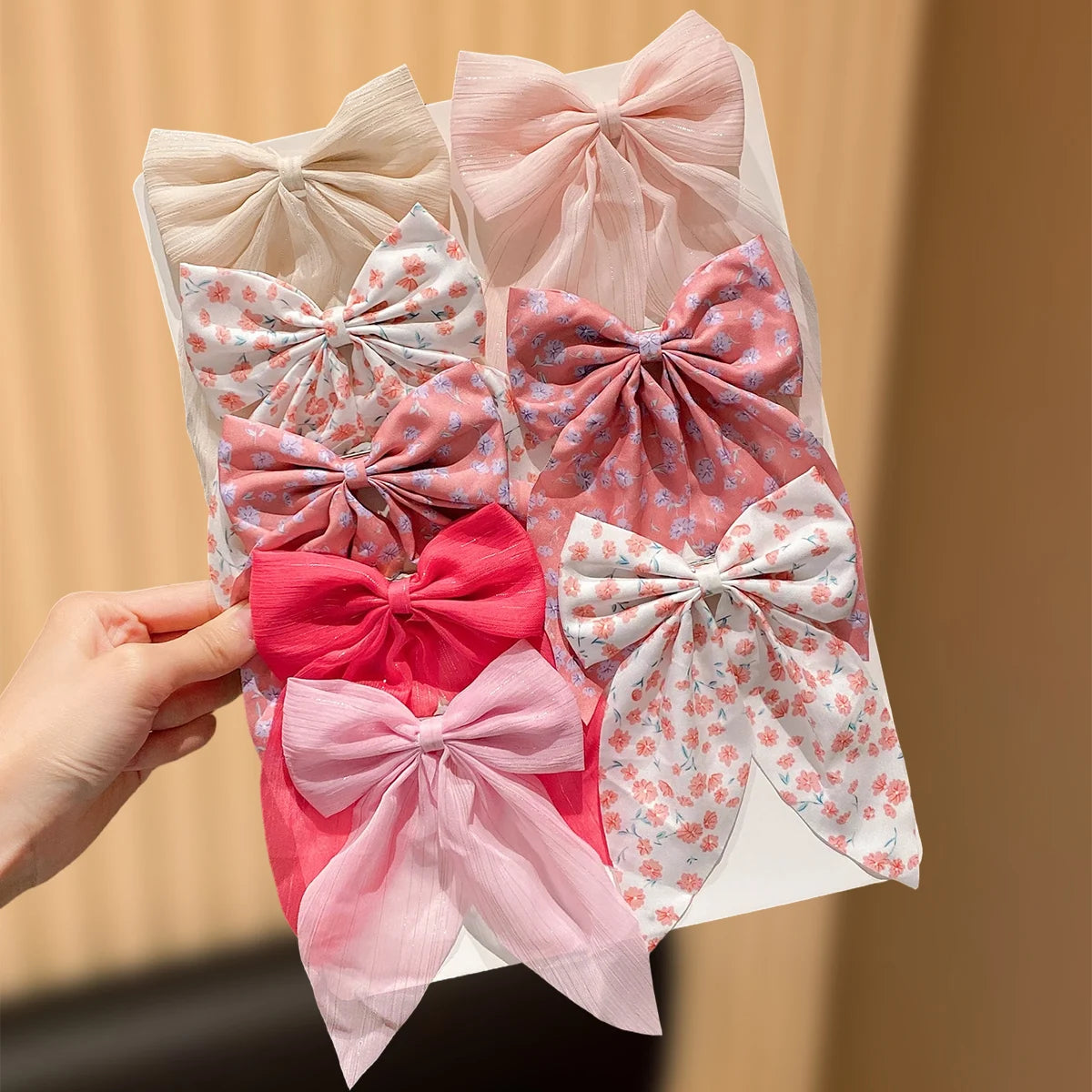 8pcs Pink Bow Hair Clips - Sweet Women’s Hair Accessories for Everyday Wear, Dates, and Gifts