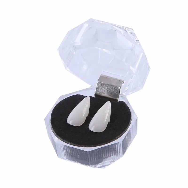 Vampire Fangs False Teeth - Halloween Costume Props with Denture Adhesive for Parties & Decor