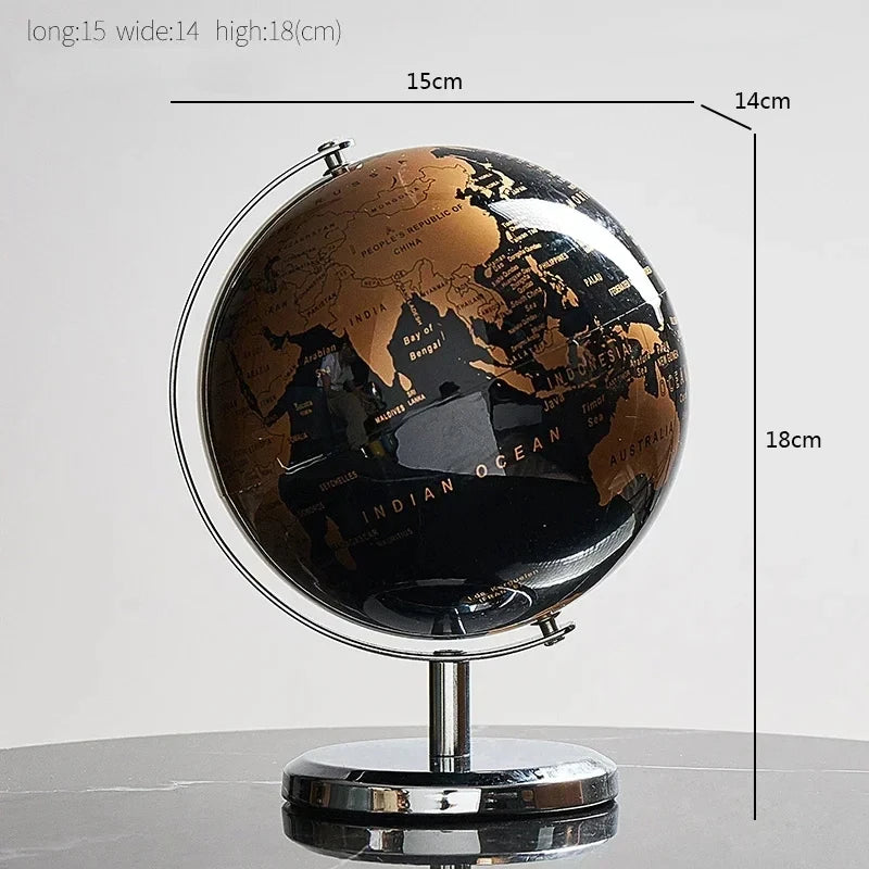 Rotating World Globe with Metal Base β Educational Geography Globe for Children, Classroom Learning Stand