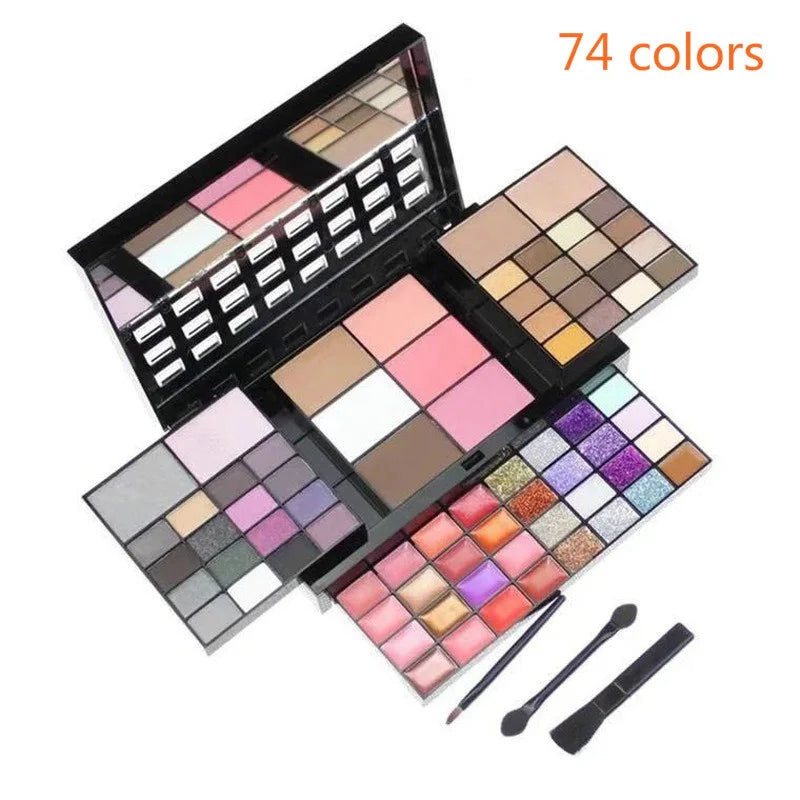 40/74/78 Color Glitter Eyeshadow Palette - Matte Waterproof Long-Lasting Makeup Kit for Women