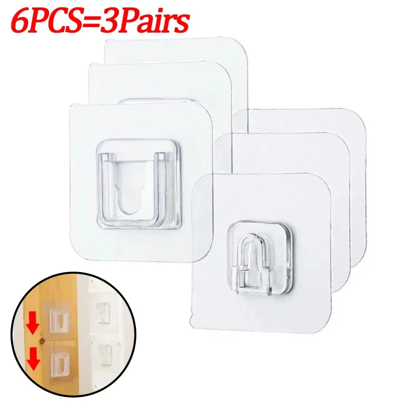 Double-Sided Adhesive Wall Hooks β Strong Transparent Suction Cup Hangers for Kitchen & Bathroom Storage, Plug & Socket Holders