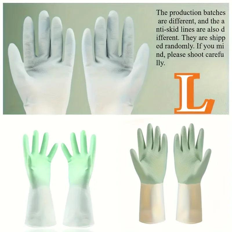 Thick Waterproof Latex Kitchen Gloves β Non-Slip Grip Dishwashing & Cleaning Gloves, Durable Household Protection (Beige & Mint Green)