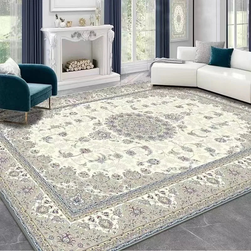 French Retro Persian Crystal Velvet Rug - Non-Slip Large Area Carpet for Living Room, Bedroom & Sofa