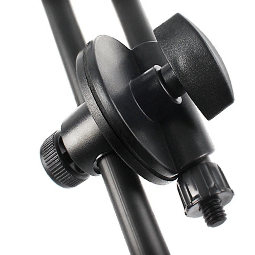 Adjustable Tripod Microphone Stand – Boom Mic Stand with Dual Mic Clip Holder, Collapsible Studio Mic Bracket for Recording & Live Use
