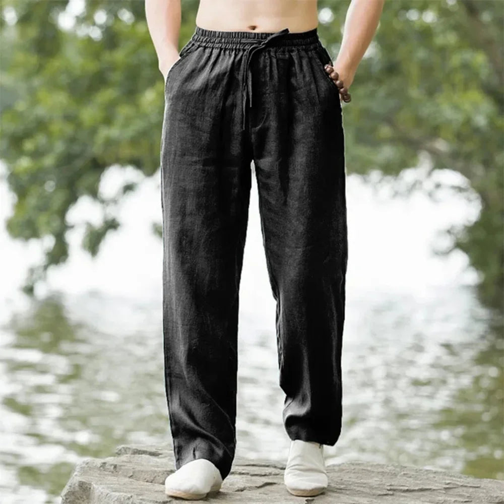 Men's Beach Joggers β Cotton Linen Sweatpants for Streetwear, Casual Loose Fit Summer Vacation Pants