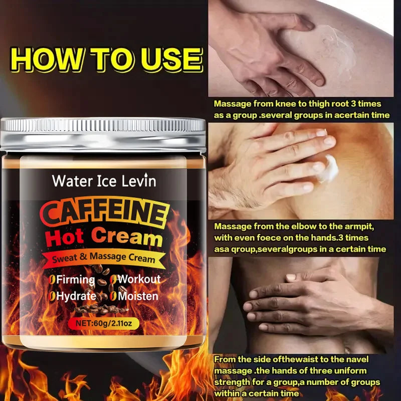 60g Caffeine Thermal Massage Cream - Nourishing & Moisturizing Face and Body Firming Cream for Massage and Fitness Routines