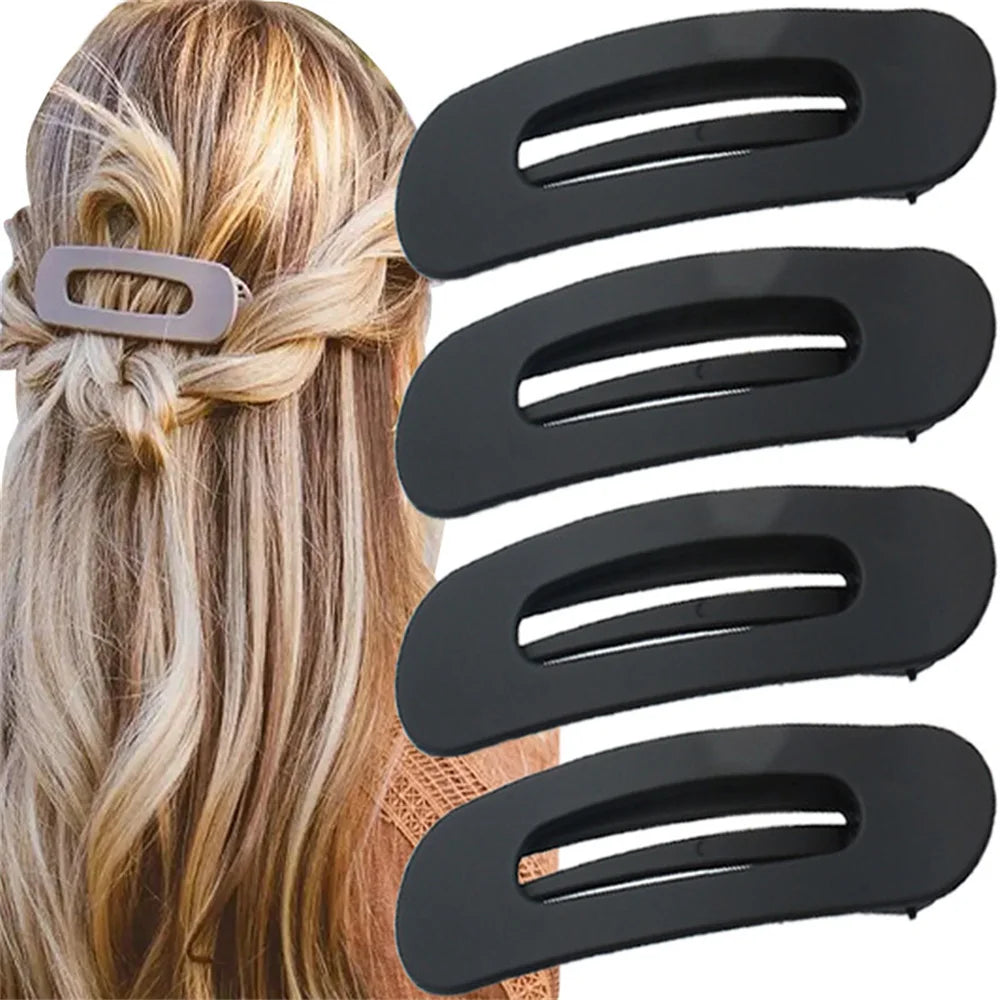 4Pcs Frosted Large Hair Clips Set β Solid Color Acrylic Non-Slip Toothed Hairpins for Women Fashion Hair Accessories