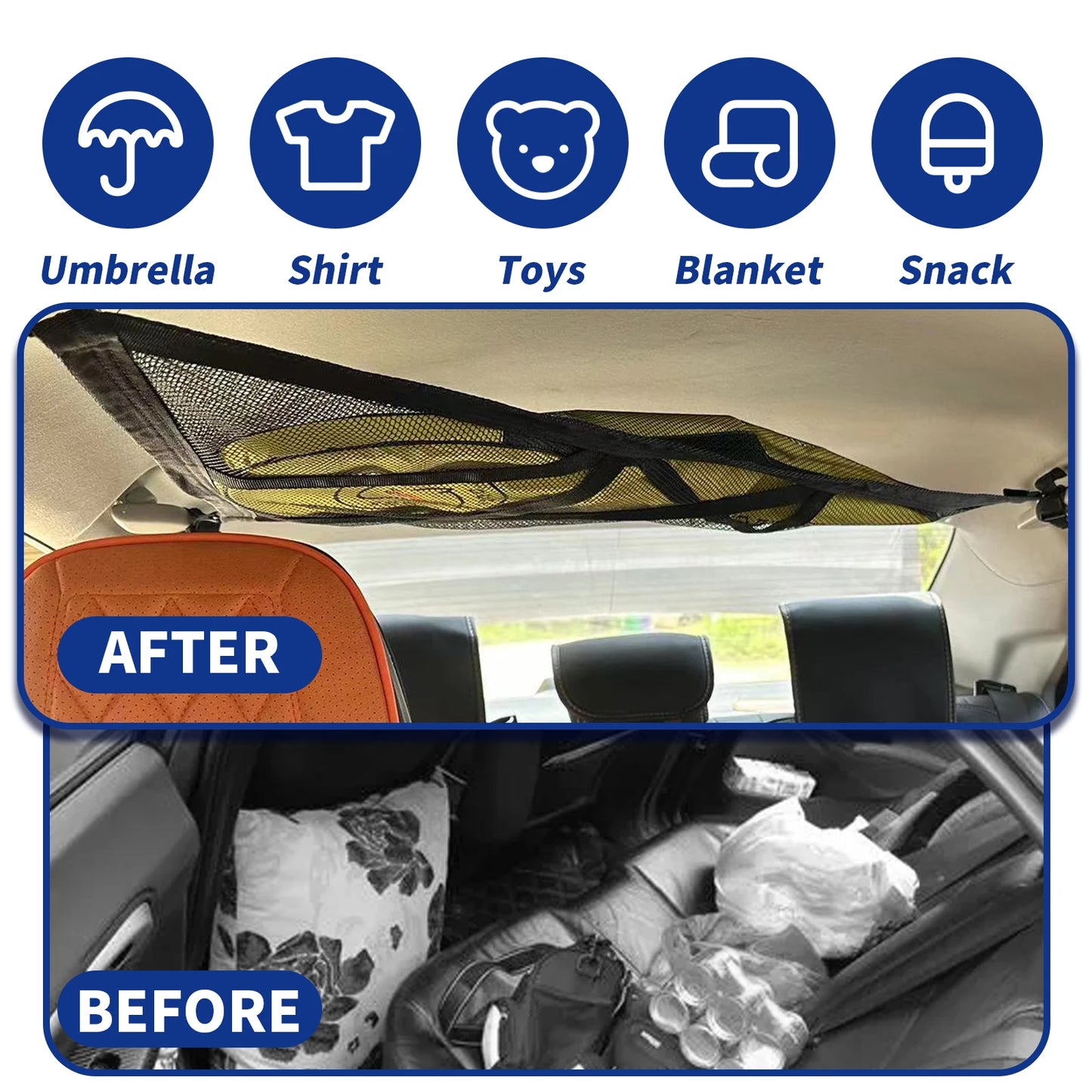 Triangular Car Roof Storage Net | Double-Layer Mesh Anti-Fall SUV Organizer for 2024