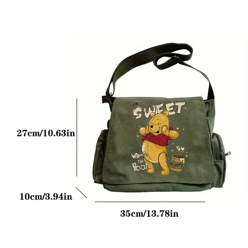 Vintage Disney Winnie the Pooh Women’s Shoulder Bag – Large Capacity Canvas Crossbody & Messenger Laptop Bag