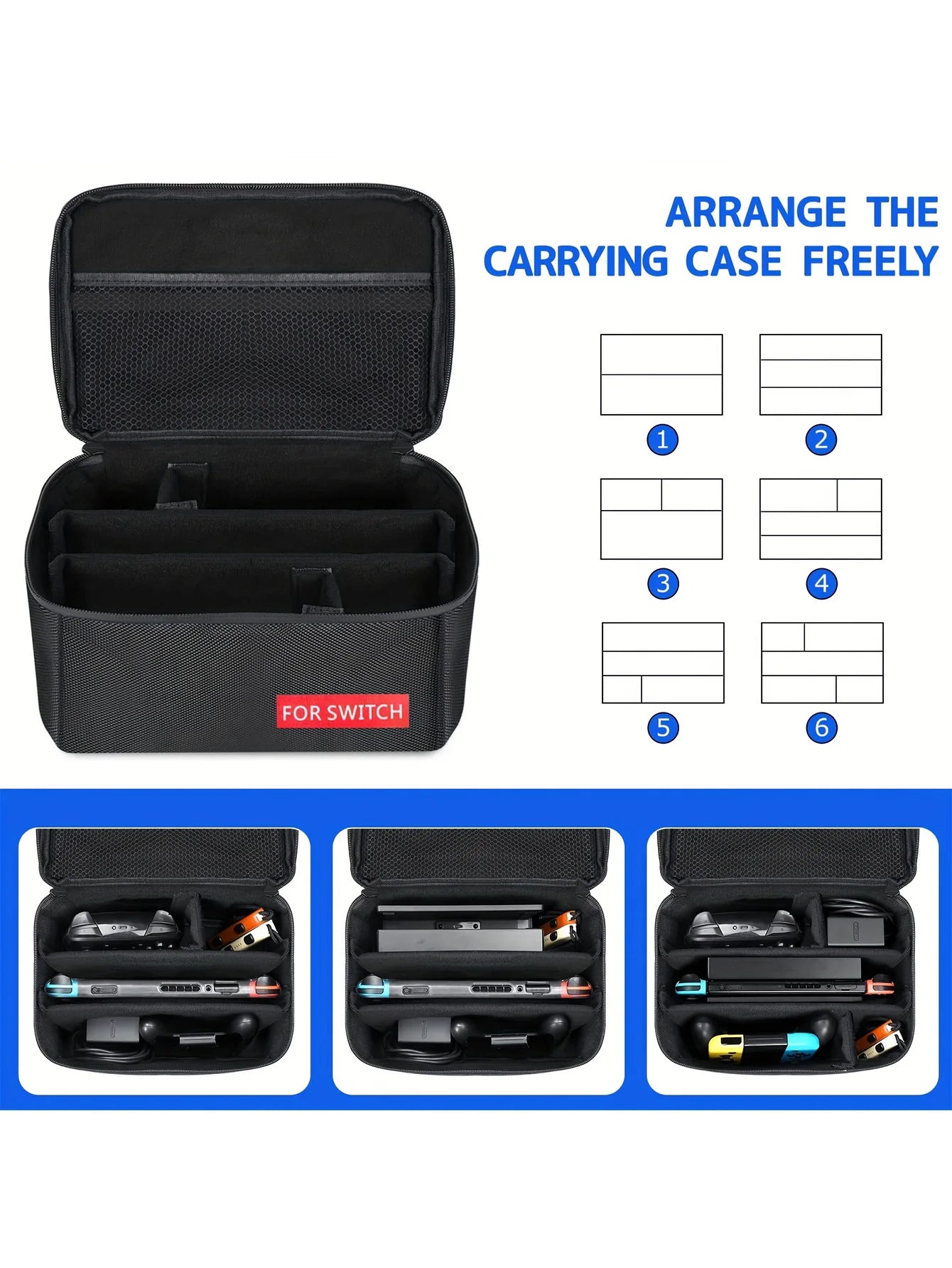 Nintendo Switch/Switch OLED Travel Bag: Soft Case Protection with Detachable Compartment - Portable Switch Case
