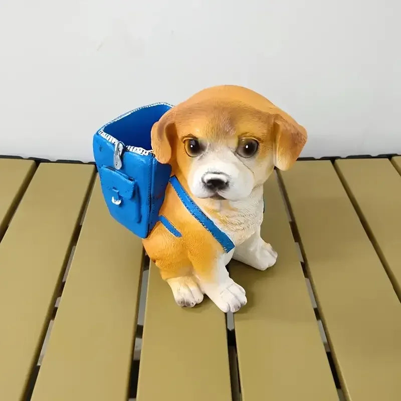 Miniso Cartoon Puppy Pen Holder – Cute Resin Desk Decoration & Gift for Students and Young Adults