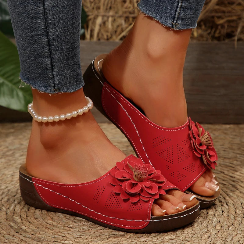 Women’s Roman Style Platform Slippers - Lightweight Hollow-Out Slip-On Shoes