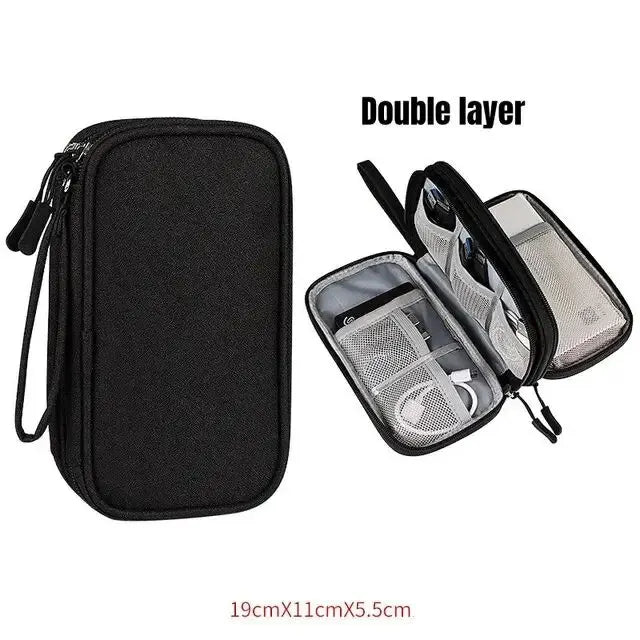 Waterproof Travel Cable Organizer Bag β Portable Double-Layer Storage Pouch for Cables & Chargers