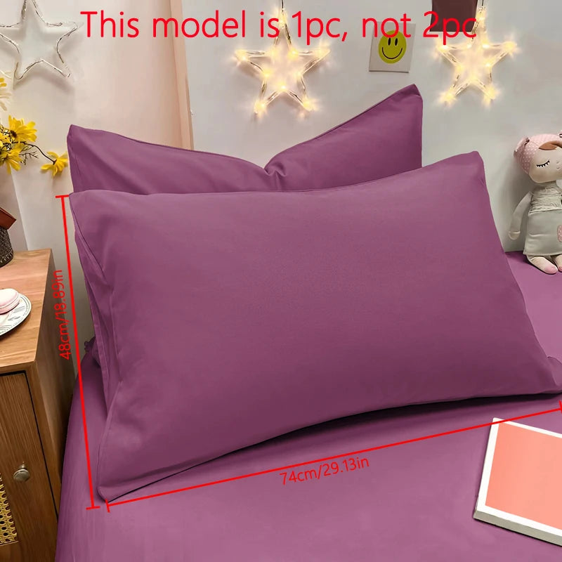 Matte Solid Color Pillowcase - Soft Pocket Sealed Bedroom Bedding Cover