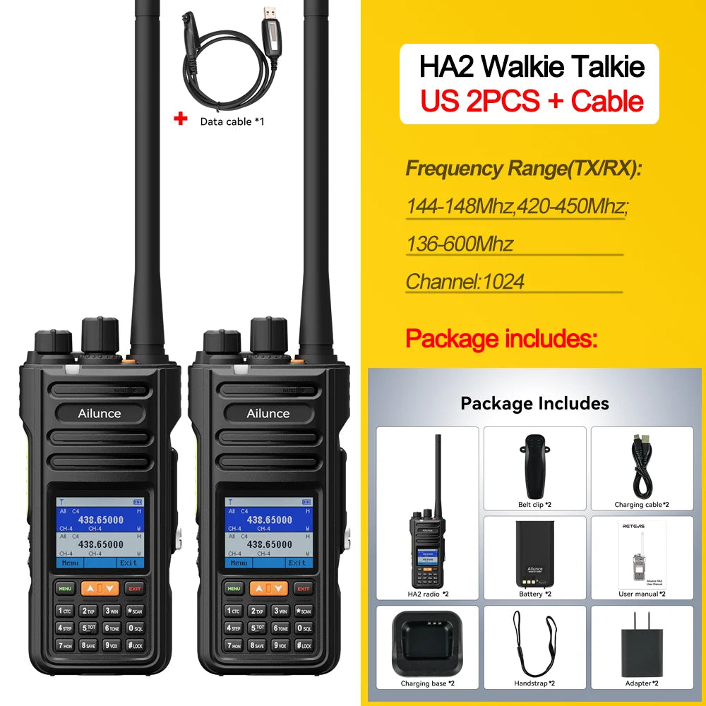 Retevis HA2 Dual Band Walkie Talkie - GPS APRS IP67 Waterproof Bluetooth FPP Radio with iOS & Android App Programming
