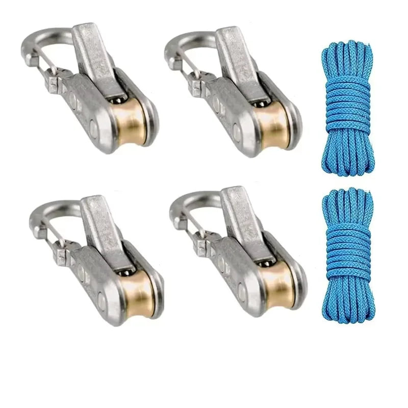 Rope Tying Tool & Tensioner - Heavy Duty Retractable Buckle with Roller for Camping, Hiking & Outdoor Gear
