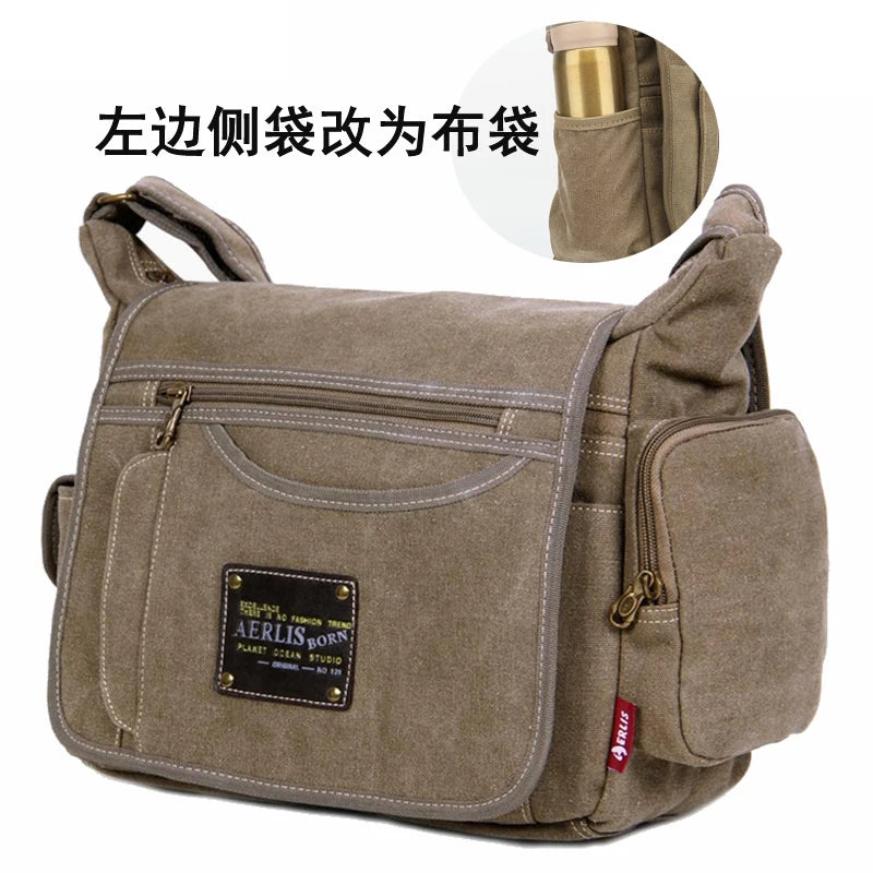 Men’s Vintage Canvas Crossbody Messenger Bag – Casual Travel Shoulder Bag, High-Quality Everyday Use