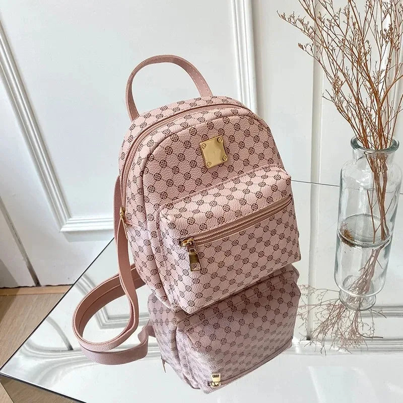 Shoulder backpack Ladies' Fashion bag Pink spots Female Daily Shopping