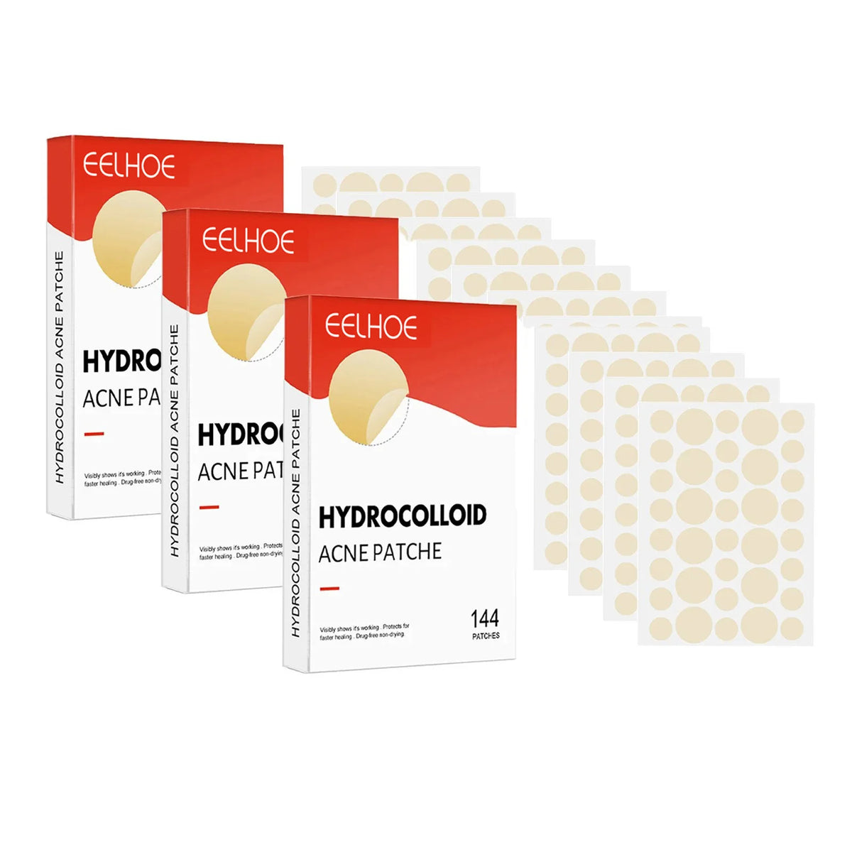 144-Piece Invisible Acne Patches - Pimple Cover Stickers for Daily Facial Skincare and Spot Care