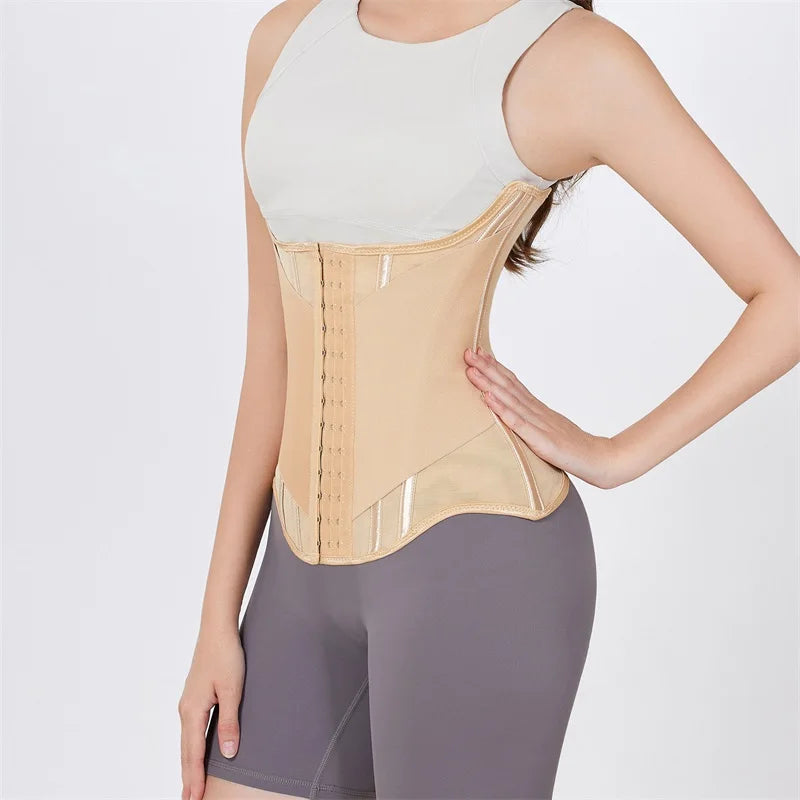 MiiOW U-Shaped Waist Trainer Corset - Steel-Boned Women's Shapewear with Button Closure and Breathable Support