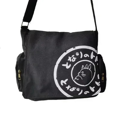 Women’s Large Capacity Canvas Shoulder Bag – Cartoon Crossbody Messenger Tote Bag for Everyday Use
