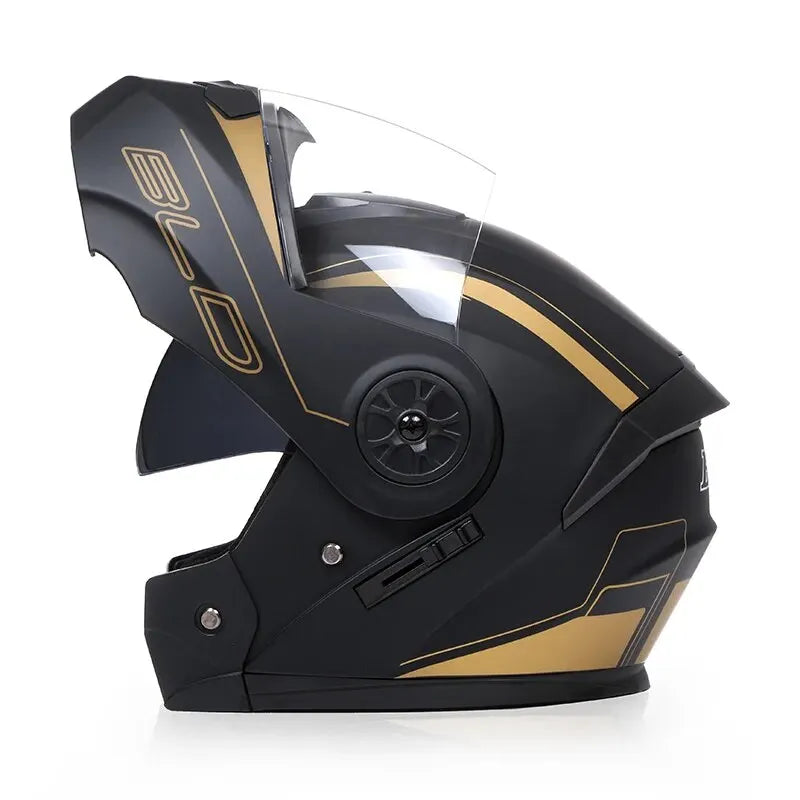Personalized Dual-Lens Flip-Up Motorcycle Helmet — Motocross Racing Modular Full-Face Helmet for Men & Women, Fashionable Cascos Para Moto