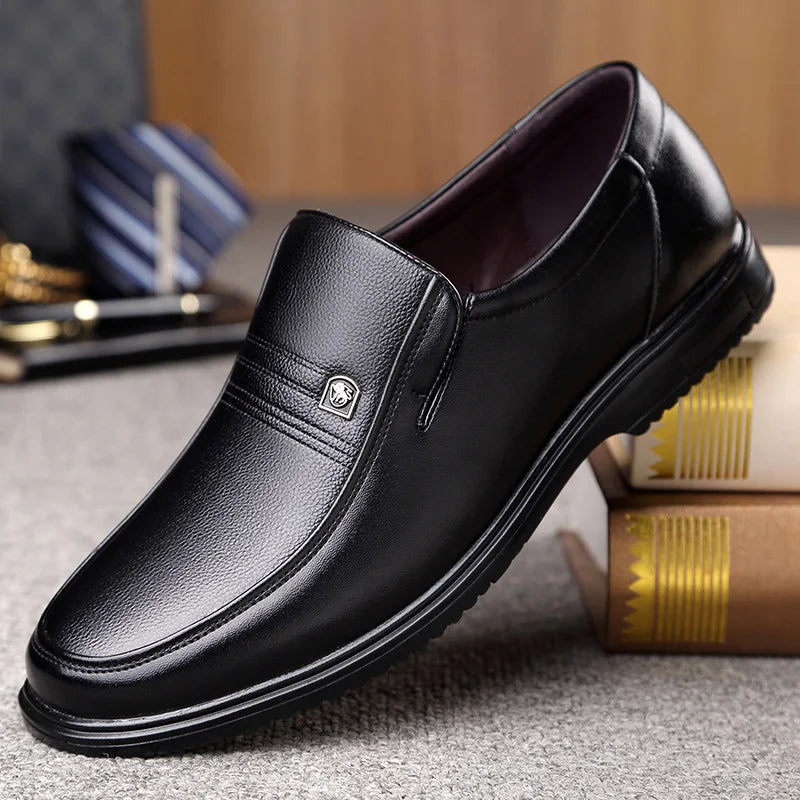 Men’s Genuine Leather Handmade Loafers - Soft Breathable Slip-On Business Casual Shoes