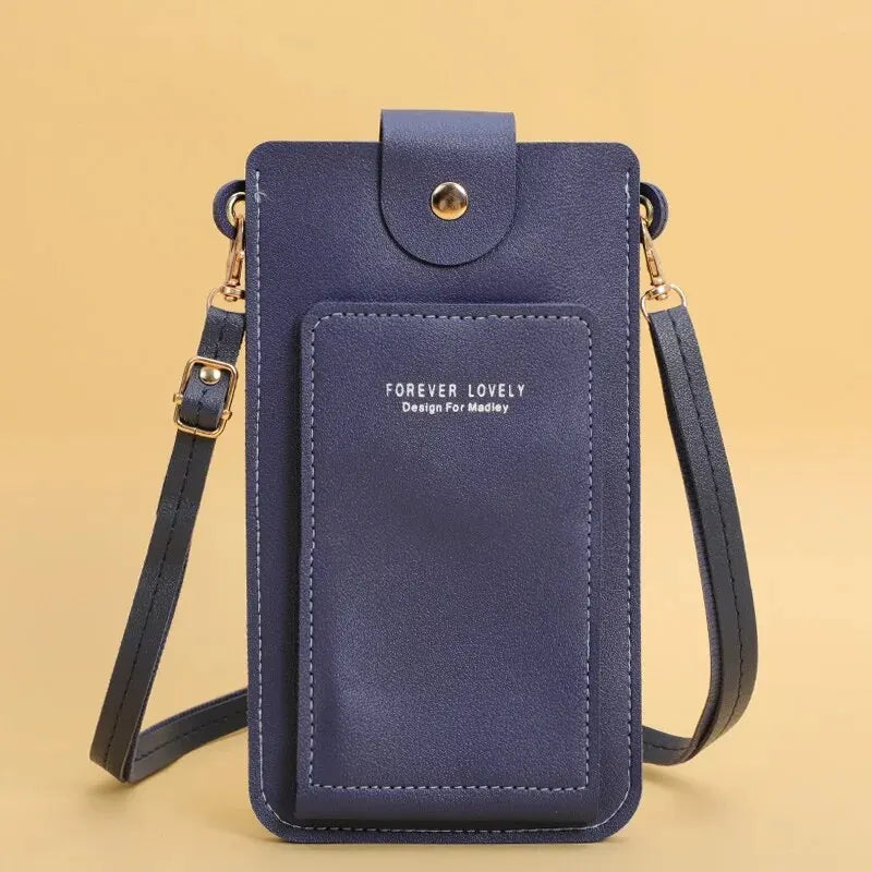 Women's Soft Leather Wallet Crossbody Bag – Touch Screen Phone Purse with Shoulder Strap