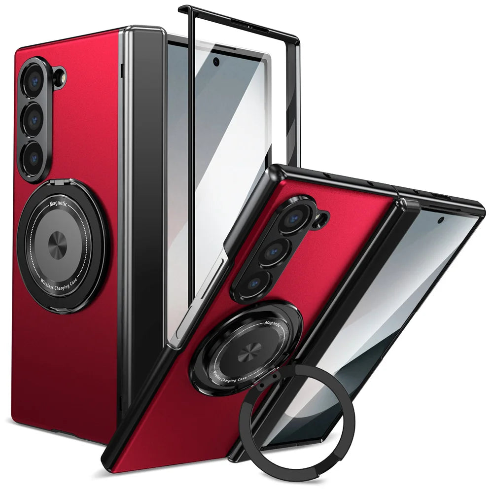 360° Rotating Magnetic Ring Case for Samsung Galaxy Z Fold 6/5/4/3 5G – Hinge Protection Phone Cover with Holder