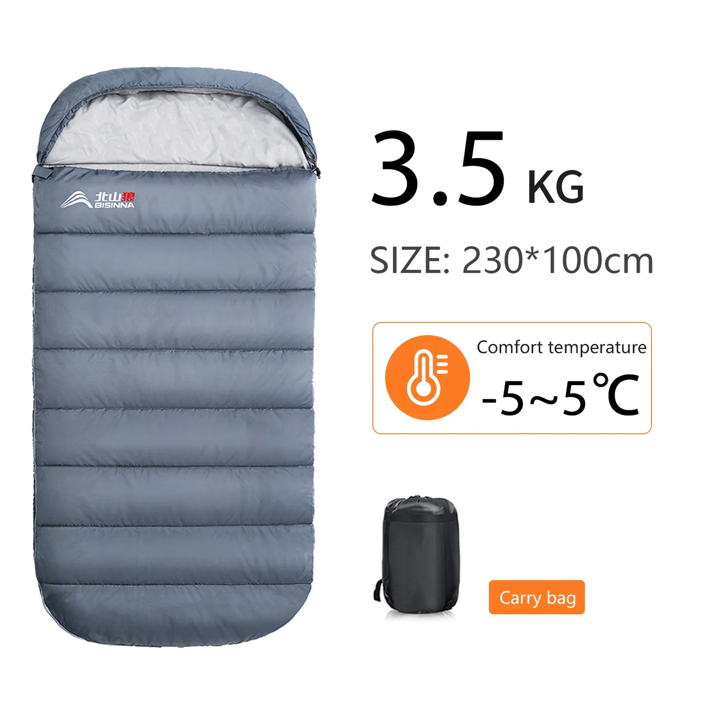 BISINNA Large 3-Season Camping Sleeping Bag – Lightweight, Extra Wide & Long for Adults | Hiking, Fishing, Outdoor Rest