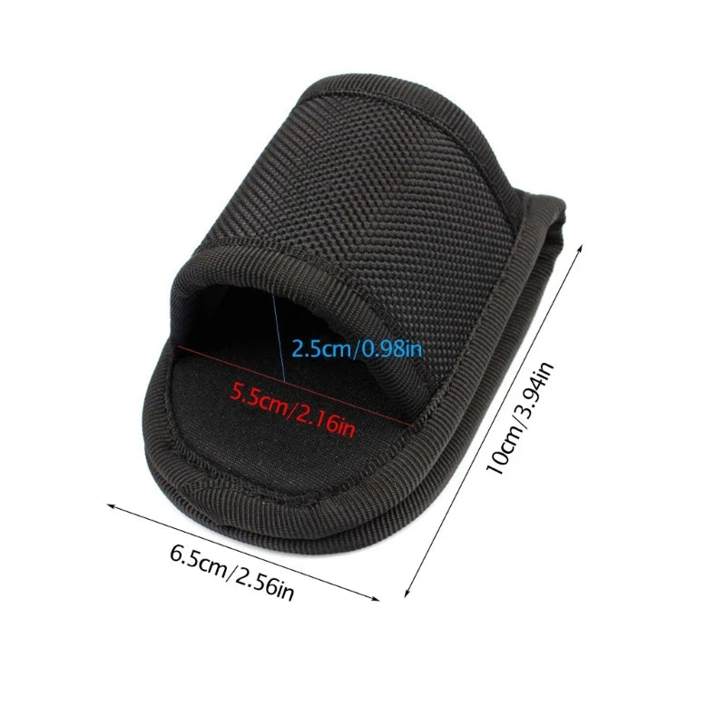 Nylon Weave Flashlight Pouch - PU Leather Duty Belt Holster Open Top Holder for D Cell & Compact Flashlights