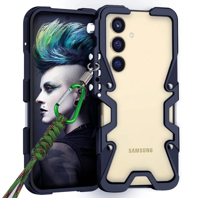 Aluminum Phone Bumper - Luxury Metal Mechanical Skull Case for Samsung Galaxy S26 S25 S24 Ultra FE