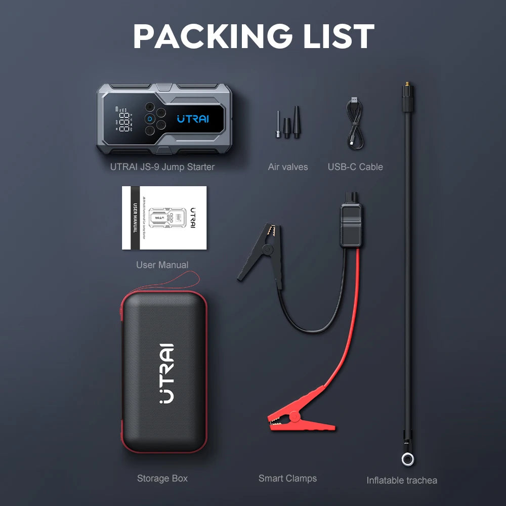 UTRAI 1500A Car Jump Starter - Portable Power Bank with 150PSI Air Pump Emergency Battery Booster and Vehicle Starting Device