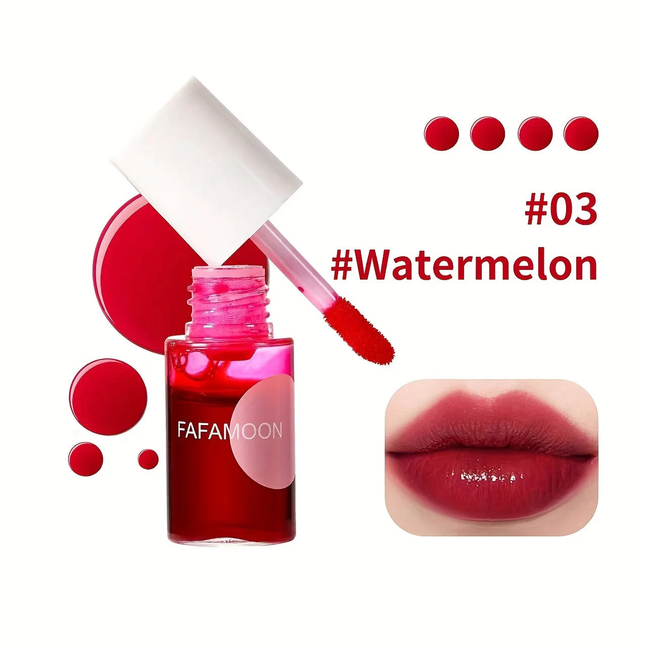 4-Color Fruity Lip Tint – Moisturizing, Waterproof, High-Pigment Liquid Lip Gloss, Non-Stick & Long-Lasting