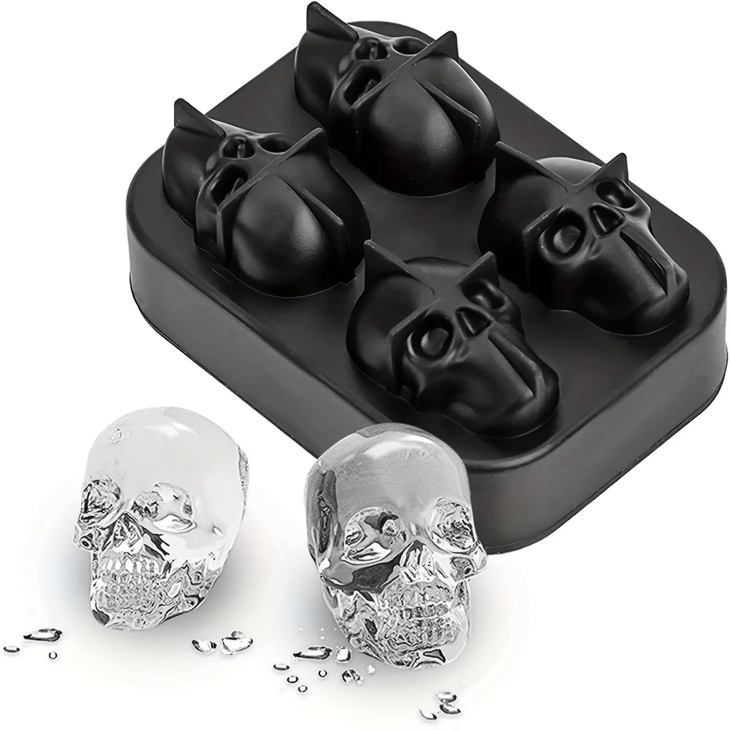 Skull Ice Ball Mold – 3D Silicone Ice Cube Tray, BPA-Free for Freezer & Cocktails